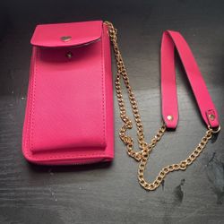 Pink Crossbody Purse with Chain Strap