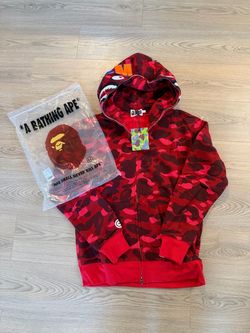 Bape red hoodie size medium