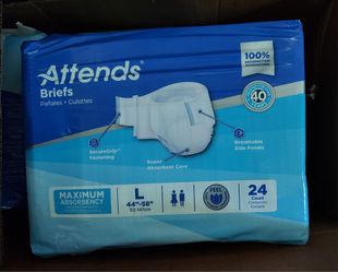 Attends Briefs Size Large 24 count