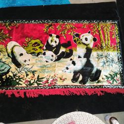Vintage Velveteen Panda Tapestry 