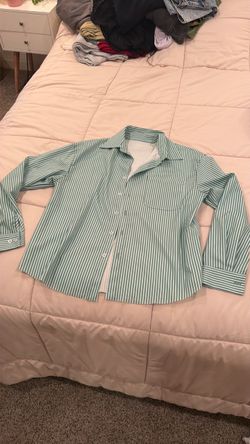 Green Striped Button Up Shirt