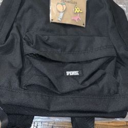 Victoria Secret Pink Black Mini Backpack With Collectable Pins (other Available ) Hablo Español