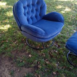 Dark Blue Only Available Accent Chair With Ottoman Wingback Chair Vanity Chair Makeup Chair Swivel Chair With Ottoman Extra Comfortable Brand New 