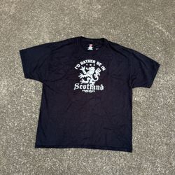 Black vintage Hanes "I'd Rather Be In Scotland" graphic tee Size XL #graphictee