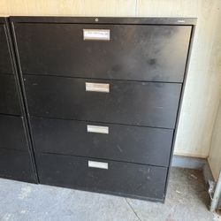 Large Black Metal Filing Cabinet 