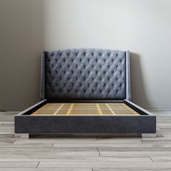 King velvet grey bed / cama king azul de terciopelo