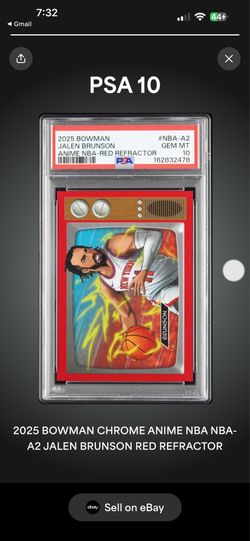 2025-26 Topps Bowman Chrome Jalen Brunson Red Anime Knicks SSP #3/5 PSA 10 - POP 1!
