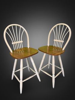 Pair of Vintage Arrow-Back Swivel Bar Stool Chair