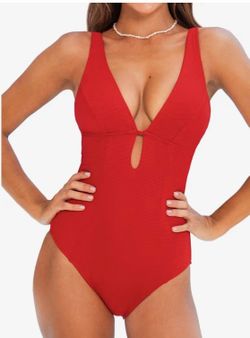 Women's One Piece Swimsuit Deep V neck