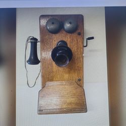 Antique 1915 Kellogg Oak Crank Wall Telephone