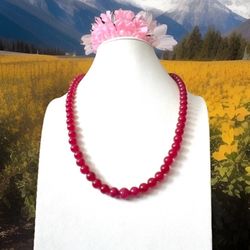 Stunning Earth Mined Marbled Ruby Gemstone Necklace 22”inch & 49grams