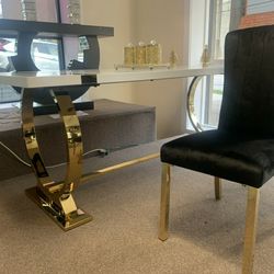 Luxury White & Gold Dining Table Set Modern, Elegant $10 down