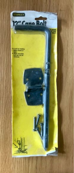 Stanley 12-inch Black Steel Cane Bolt for Securing Gate