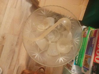 Glass Punch Bowl Set with Cups and Ladle