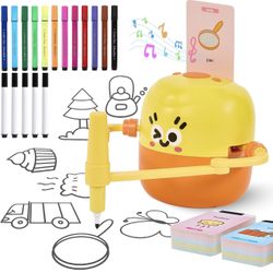 Drawing Robot for Kids, Interactive Educational Drawing Machine with Voice Interaction, Montessori Painting Learning Toy with 150 Word Cards, Birthday