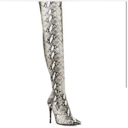 STEVE Madden Dominique Thigh High Snakeskin Stiletto Boots Size 9.5