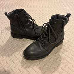 BARETRAPS Size 9M Gray Combat BOOTS Amy Sue Side ZIP LACE UP Moto All Seasons