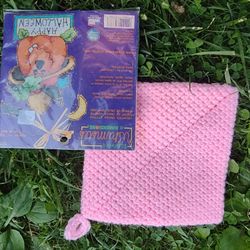 Halloween Cross Stitch, Pink Hand Made Hot Pad, New