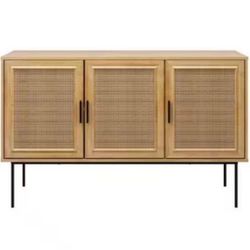 Emmet light brown wooded sideboard accent storage cabinet with asjustable shelfs