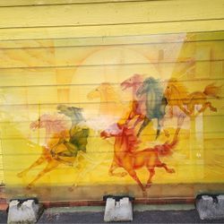 5' X 7'  Half Inch Glass With Horses Imbedded.$800