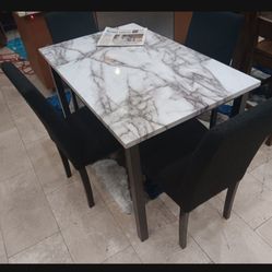 *Weekend Special!!!*---Space-Saving Tedd Black Dining Table Sets W/4 Chairs---Delivery And Financing Available😉