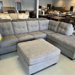 The Best Price Brand New Product 💐 Finance & Delivery Available ⭕▪️Marleton Gray 2 Piece Sectional and Ottoman