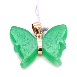 14Kt Yellow Gold Jade Butterfly Pendant 2.16g 202179/2
