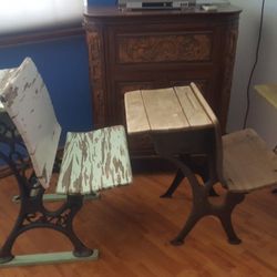3  Antique school desks
