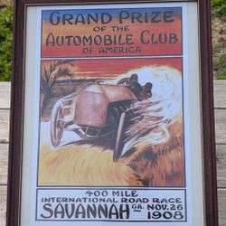 1908 Savannah Grand Prize Road Race Framed Print - 15.5” x 19.5”
