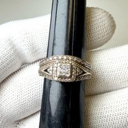 14K White Gold Diamond Bridal Set - Size 6 (5.5g)