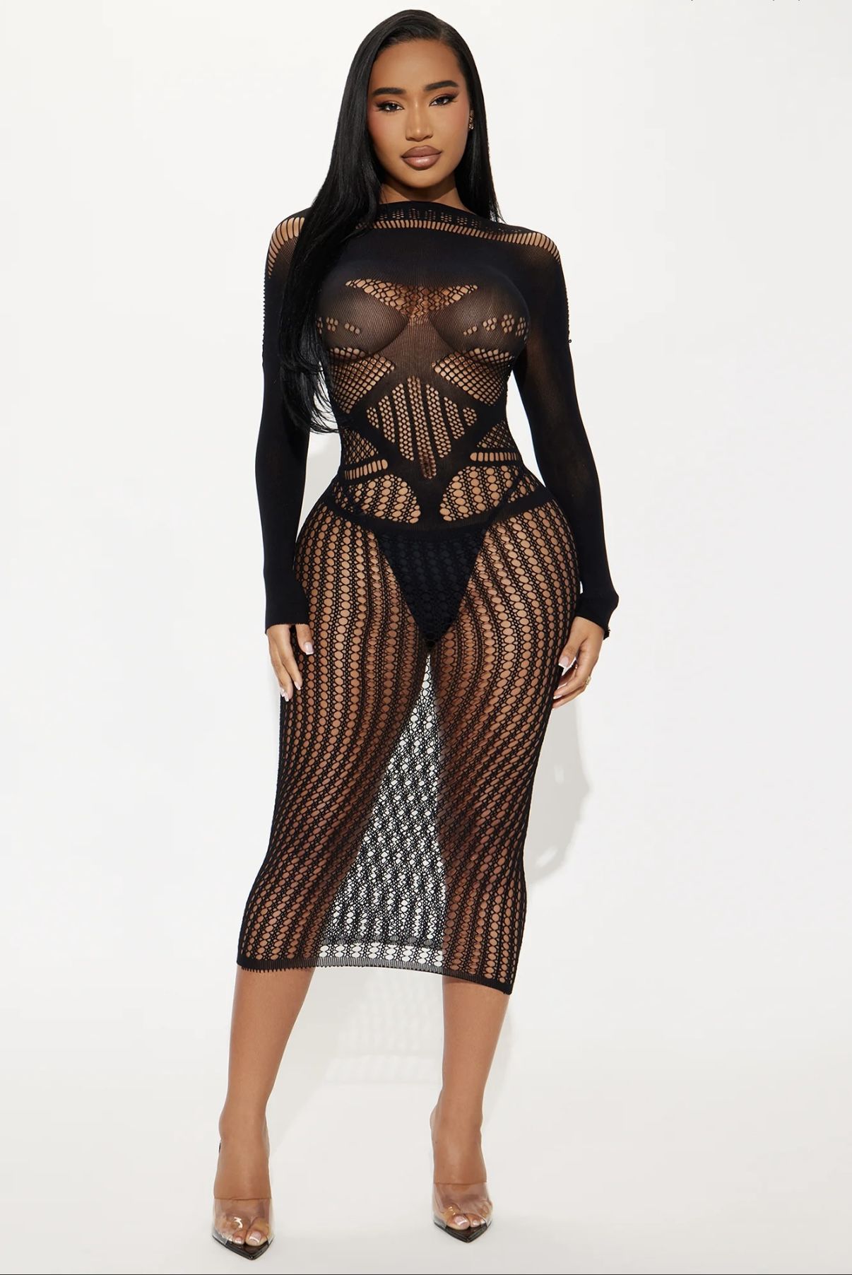 Black Fishnet Coverup Dress