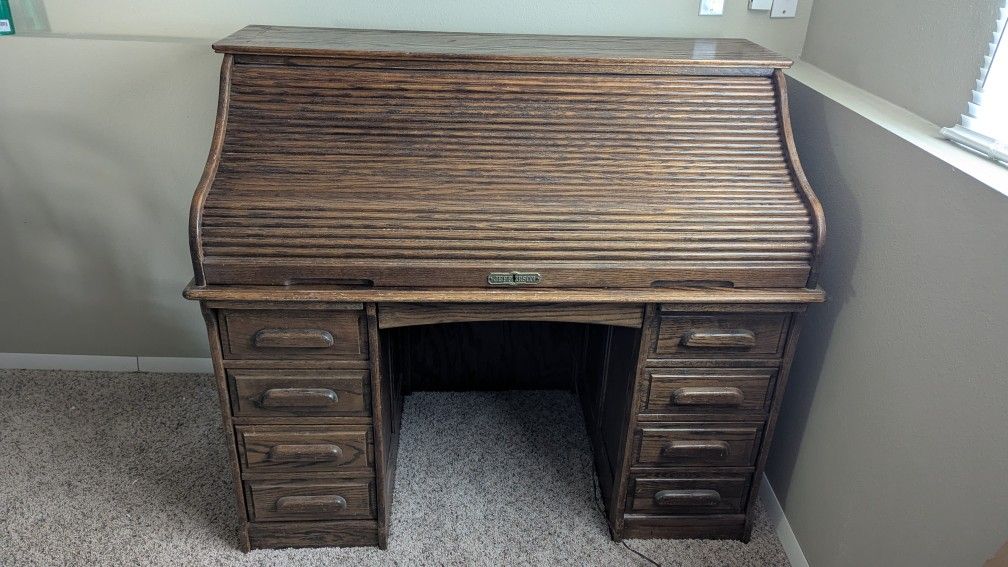 Dark Oak Classic Roll Top Desk 