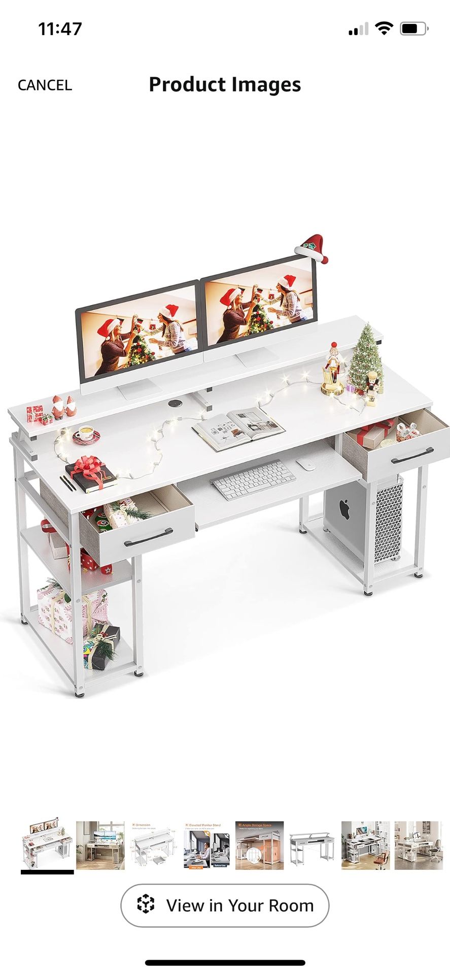 White Desk With Keyboard Tray And Drawers
