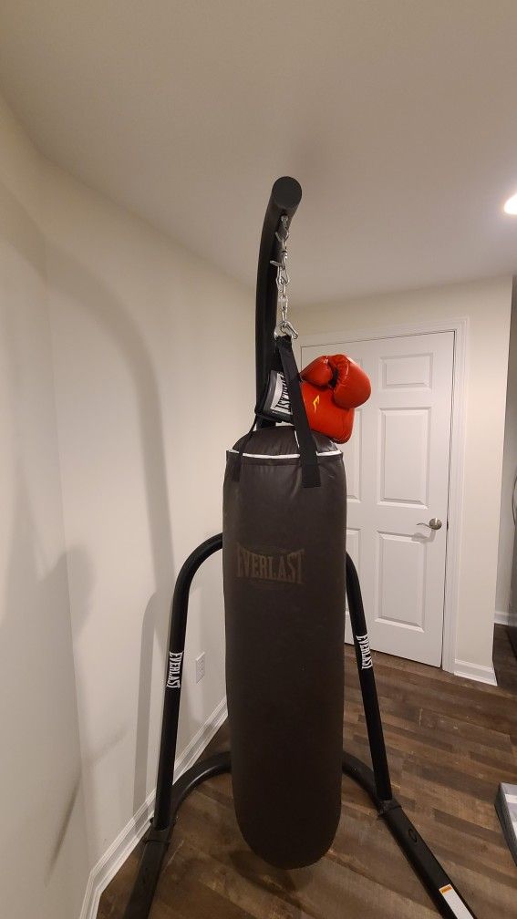 Everlast Heavy Boxing Bag(100lbs) W Stand and Training Gloves