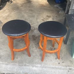 Leather, Wood, Stools 