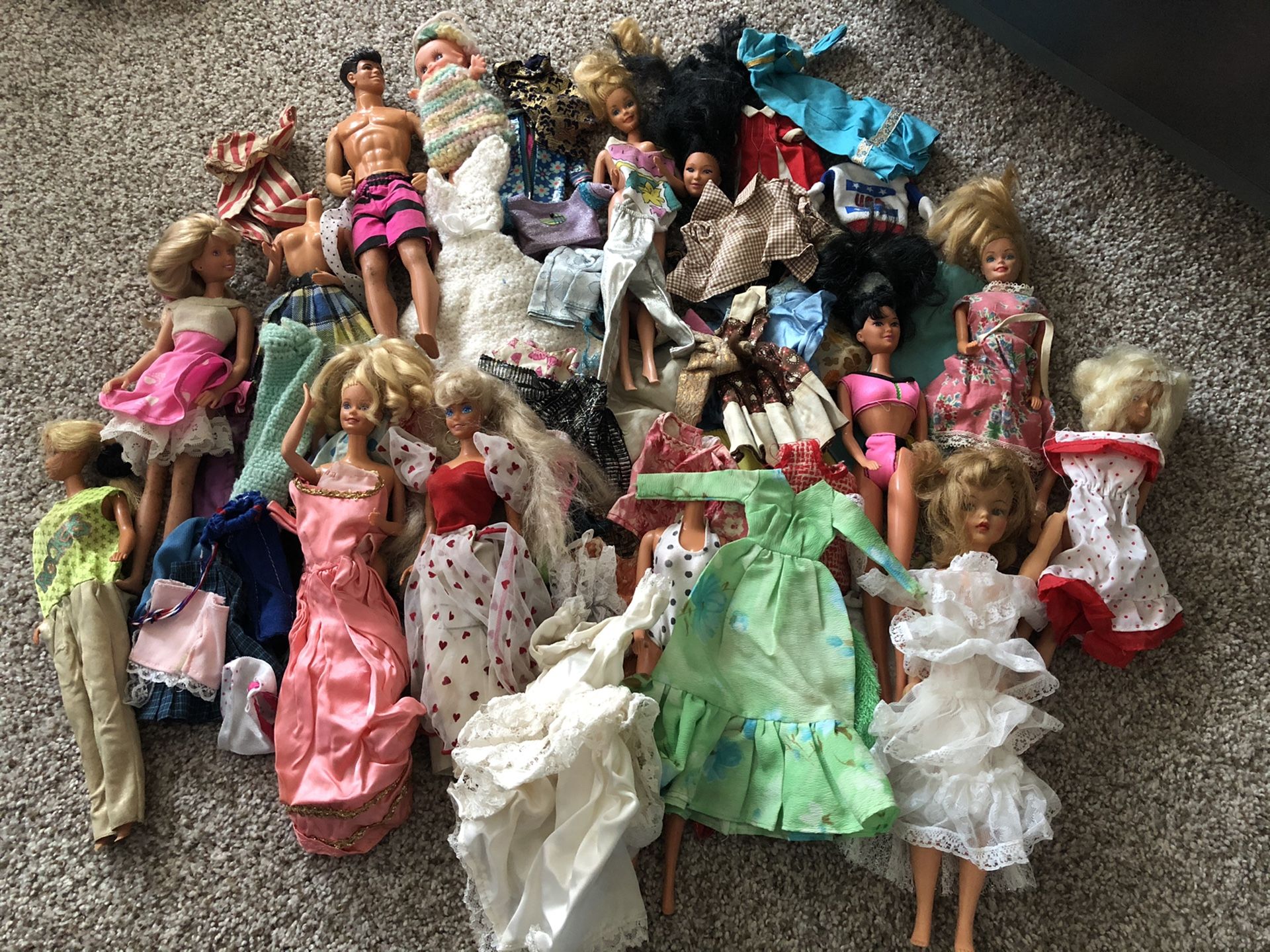 Old Barbies and clothes