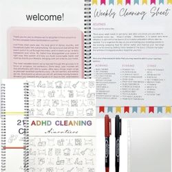 ADHD Cleaning Planner Reusable Daily, Weekly & Monthly Cleaning and Organizing Checklists for ADHD Adults & Teens