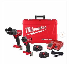 Milwaukee M18 FUEL 18V Lithium-Ion Brushless Cordless Hammer Drill and Impact Driver Combo Kit (2-Tool) with 2 Batteries