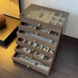 New 5 layers jewelry organizer display wood box 23.5x13.5x17cm