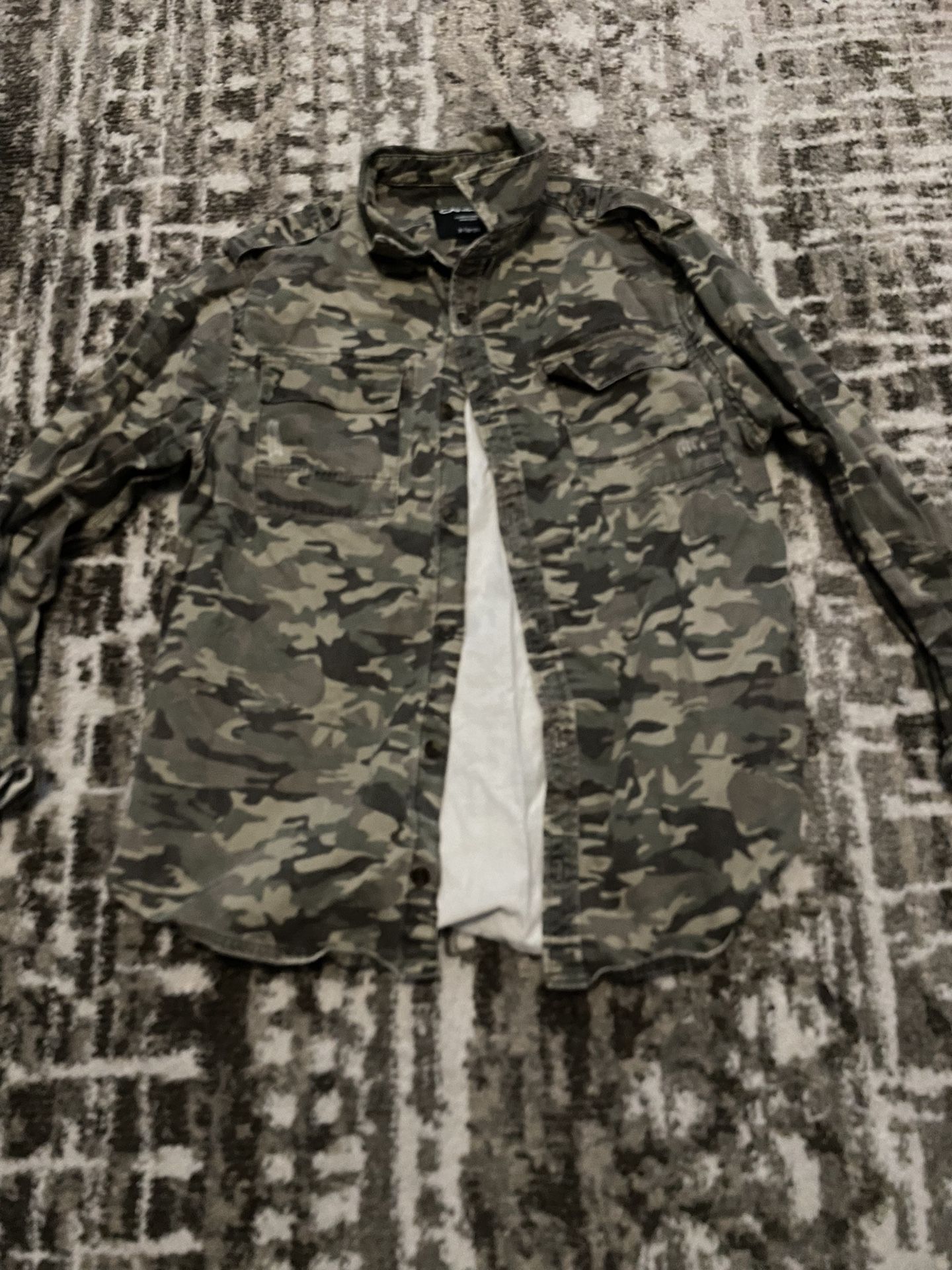 Camo Button Up Long Sleeve Shirt