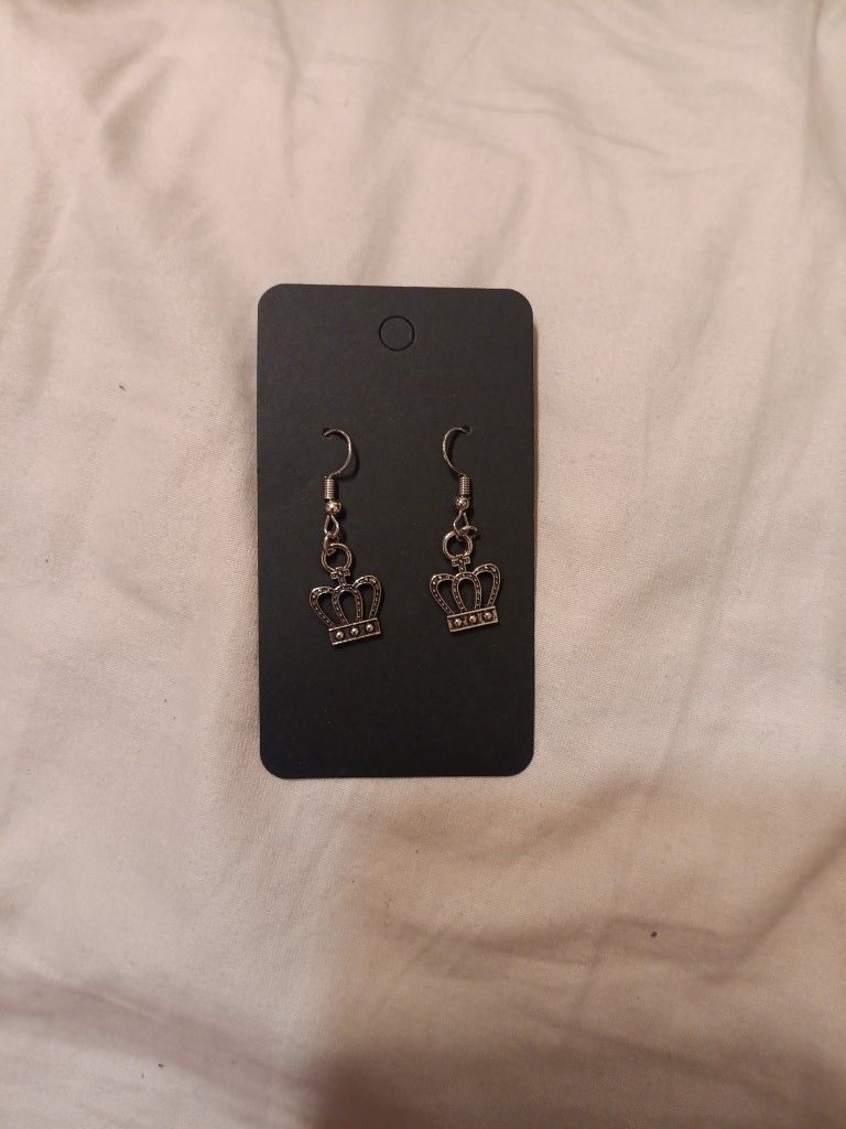 Silver Crown Earrings