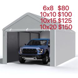 Garvee Heavy Duty Carport Metal Frame with Roll-Up Door - Waterproof Portable Garage for Cars & Boats, Gray
