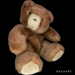 Vintage 1989 Heartline Bear Plush Stuffed Animal Two Tone Brown Tan 10”