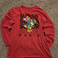 Red long sleeve Super Mario shirt kids large $8