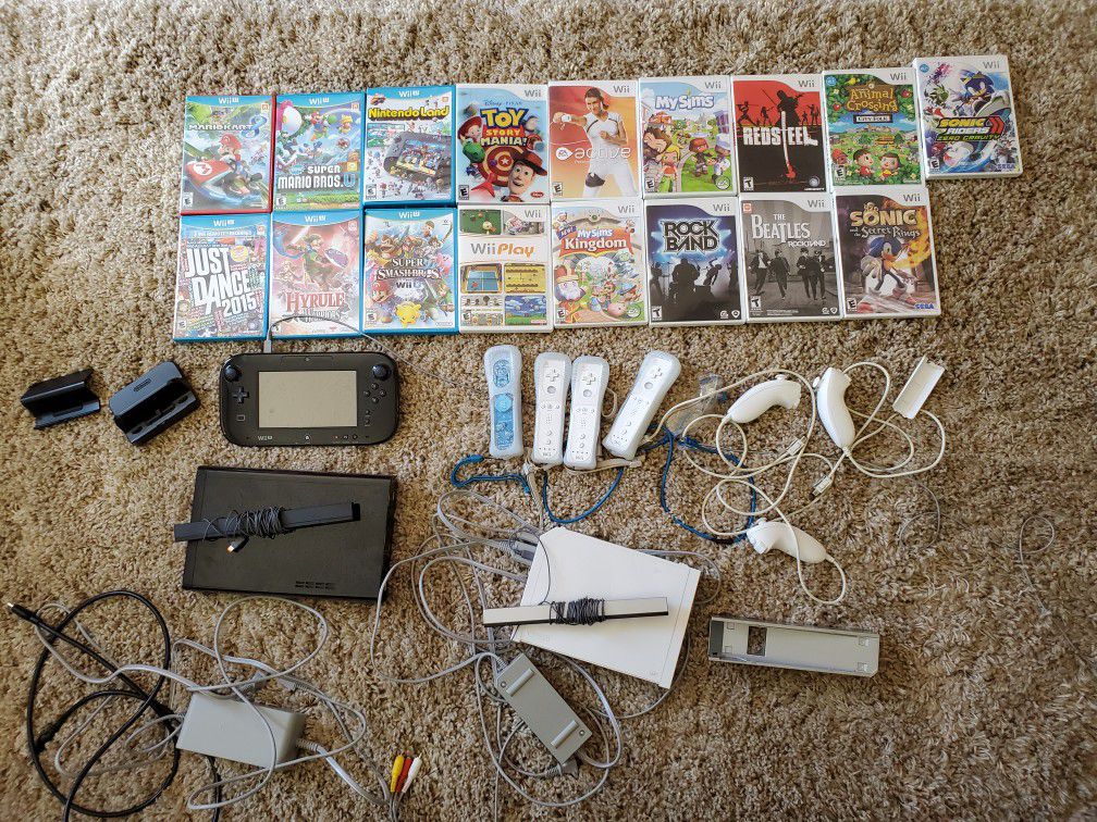 Nintendo Wii U AND Wii Bundle w/ Games (2 Consoles)