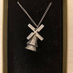 Vintage windmill charm necklace 