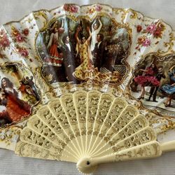 Vintage Decorative Collectible hand painted Spanish Hand Fan, Abanico for cooling, fashion Flamingo Dance  