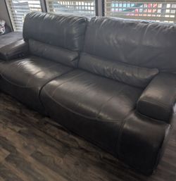 Dark Gray Leather Recliner Sofa