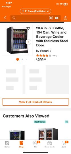 23.4 in. 50 Bottle, 154 Can, Wine and Beverage Cooler with Stainless Steel Door by Vissani
