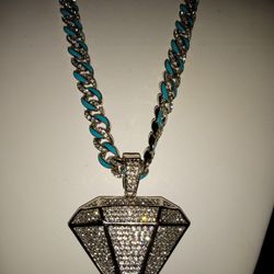 Brass Chain With Cz Diamonds And Diamond Charm